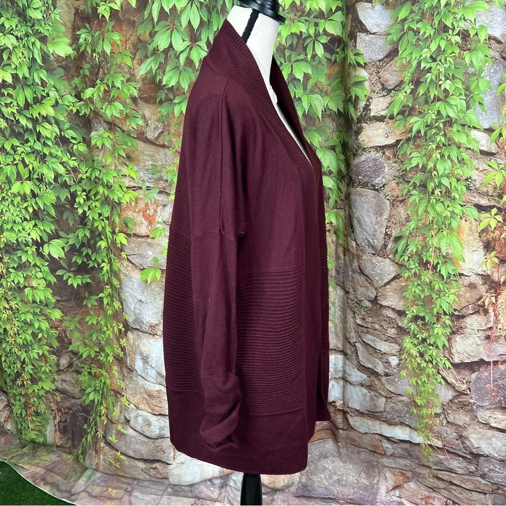 LULULEMON Heathered Plum Athleisure Rib Knit Merino Wool Open Cardigan Sweater 4